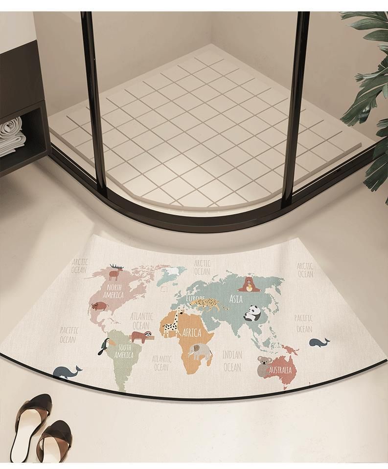 Alfombrilla de baño curvada con diatomeas, resistente a la humedad, antideslizante, anticaídas_voghion.com