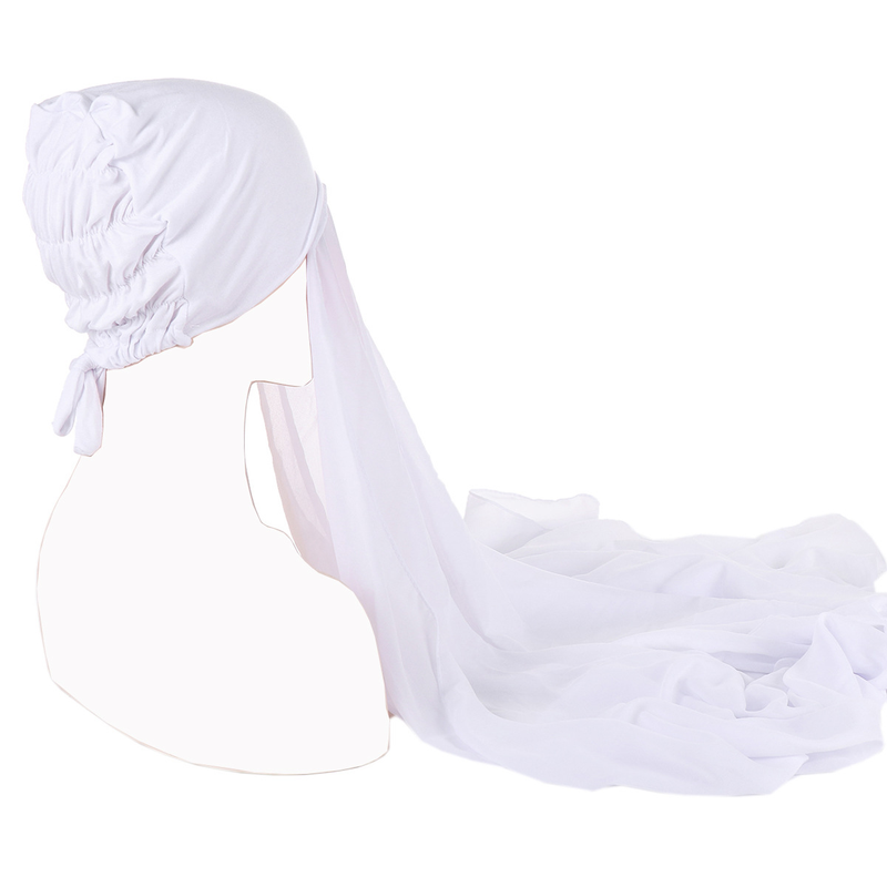 Ensemble de chapeaux turban plissé avec cordon de serrage pour femmes, ensemble de chapeaux à fond plissé en mousseline de soie avec perles monochromes_voghion.com