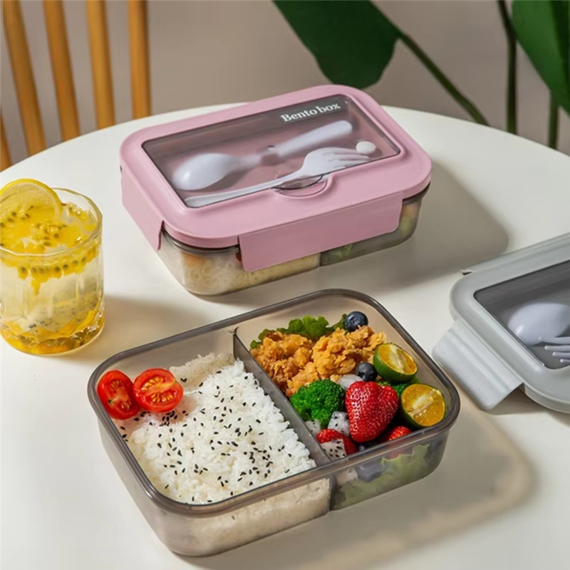 Nordic Eco-Cert Bento Lunch Box per studenti - Posate in plastica oceanica a 2 scomparti adatte al microonde_voghion.com