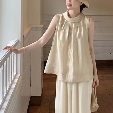 Elegantes, ärmelloses Top mit Umlegekragen für Damen – Sommer 2025, neu, leicht, hochwertig, französischer Stil, atemberaubend_voghion.com