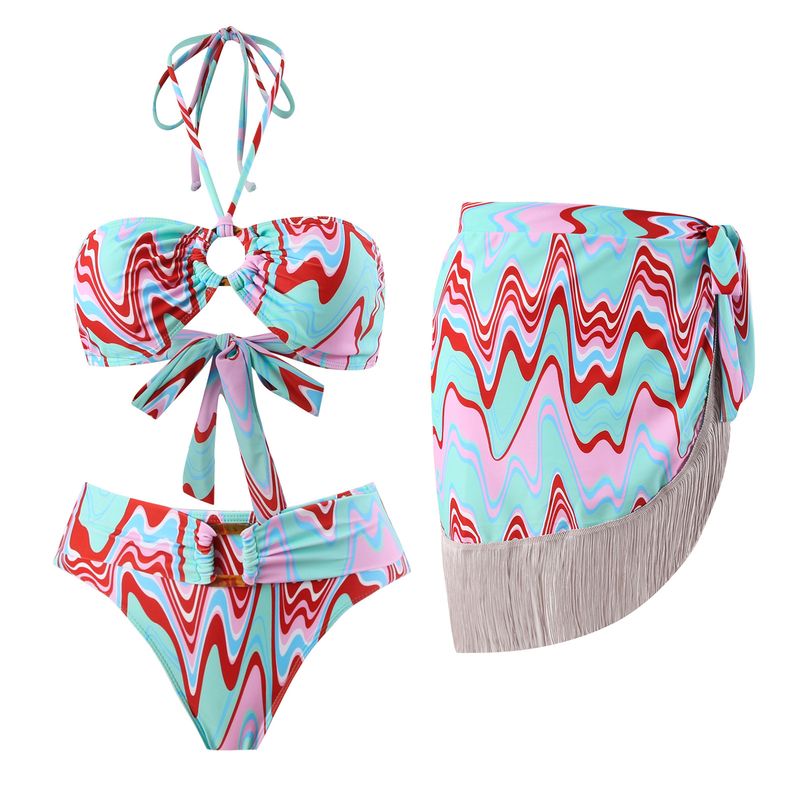 Maillot de bain trois pièces imprimé pour femme, bikini sexy à la mode_voghion.com