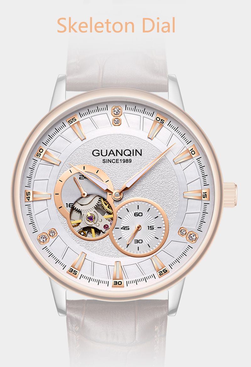 GUANQIN Luxus Herrenuhr Automatik Mechanisch Skelett Sekunden Zifferblatt Saphir Echtes Business Freizeit Wasserdichte Uhren Für Mann_voghion.com