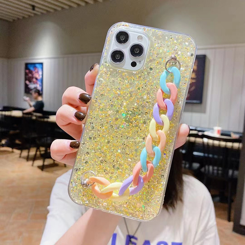 Telefoonhoesje voor Samsung Galaxy A54 A34 5G SamsungA54 SamsungA34 Shining Diamond Silver Silicagel Soft Cover met regenboogarmband_voghion.com
