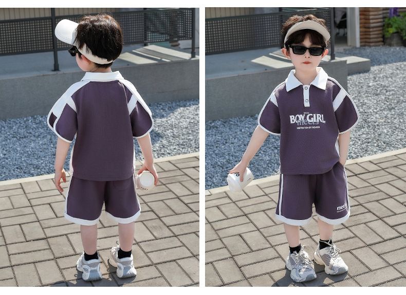 Boys Summer Casual Polo Shirt Fashion Two Piece Suit 2025 Baby Summer Sports Short Sleeved Shorts Two Piece Suit_voghion.com
