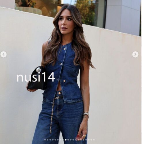 Damkläder Ärmlös väst Mode vida ben Denimkostym_voghion.com