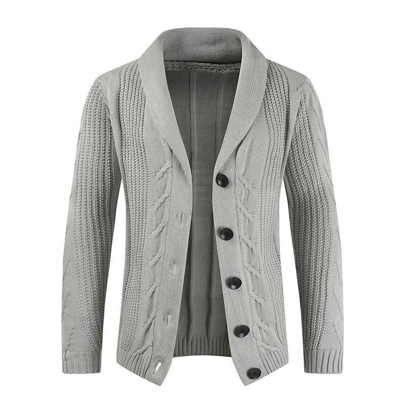 2024 Herbst Herren Neue Strickjacke Einfarbig Personalisierte Abnehmen Einreiher Casual Pullover_voghion.com
