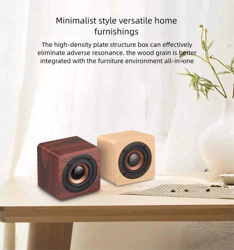Q1 Caixa de Som Bluetooth Portátil de Madeira Mini Subwoofer de Áudio Sem Fio para Celular Presente Alta Potência Volume Criativo_voghion.com