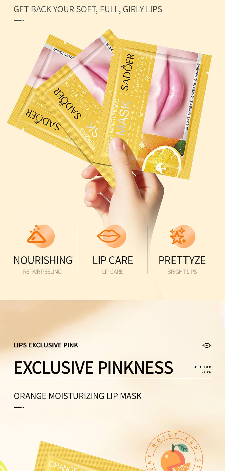 Full English Orange Moisturizing SADOER Hydrating Lips Anti-Chap Lip Mask_voghion.com