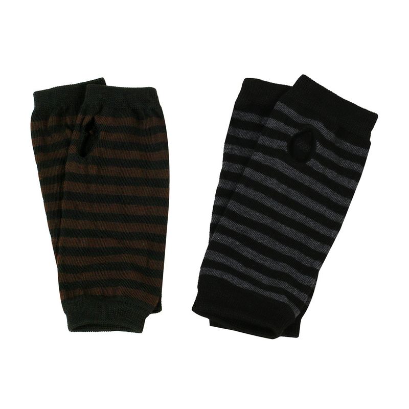 Unisex Knitted gloves with missing fingers anime stripes wearing fingers wrist cuff with false sleeves Thin children's fingers_voghion.com