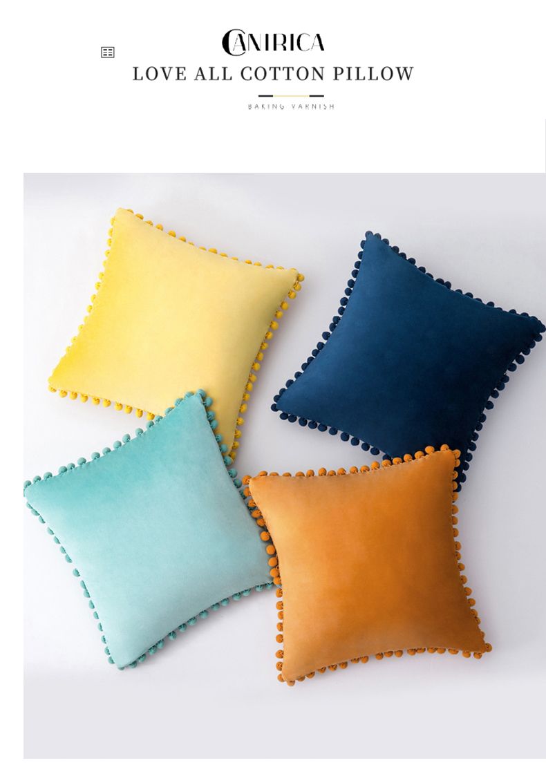 Kissenbezüge aus Samt, weiche dekorative Kissen für Sofa, Dekokissenbezug mit Quasten, Fransen, Boho-Akzent-Kissenbezüge für die Couch_voghion.com