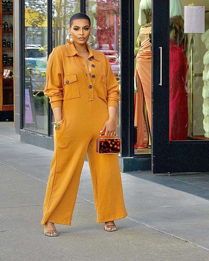 Combinaison en jean oversize – Combinaison décontractée à jambes larges avec col à revers, tenue une pièce streetwear_voghion.com