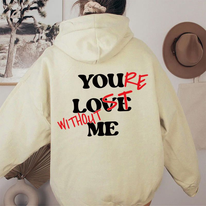 Men's Clothing fleece sweater plain color letter print kangaroo pocket drawstring print hoodie_voghion.com