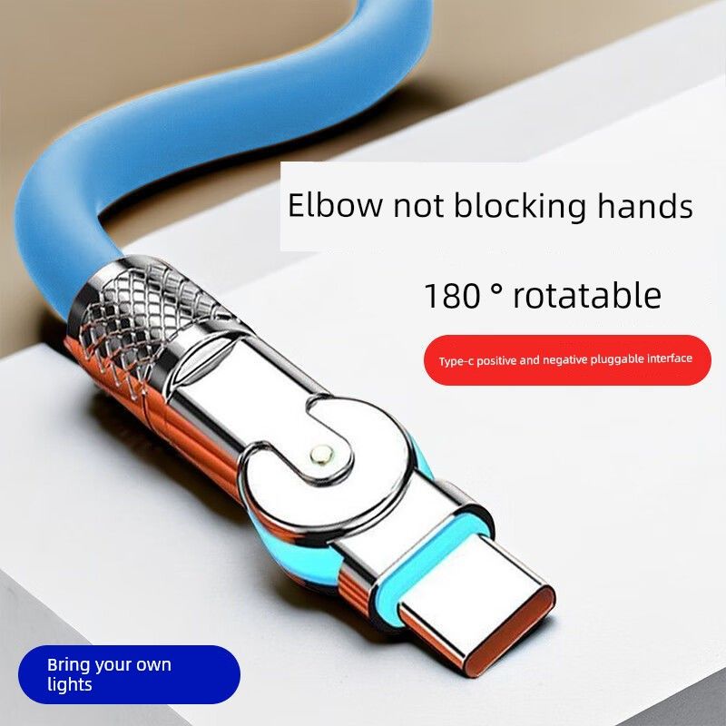 Unbeatable Quality Rotate 240W Fast Charge Android Charging For Huawei Honor Xiaomi VIOP Game Mobile Phone Data Cable With Light_voghion.com