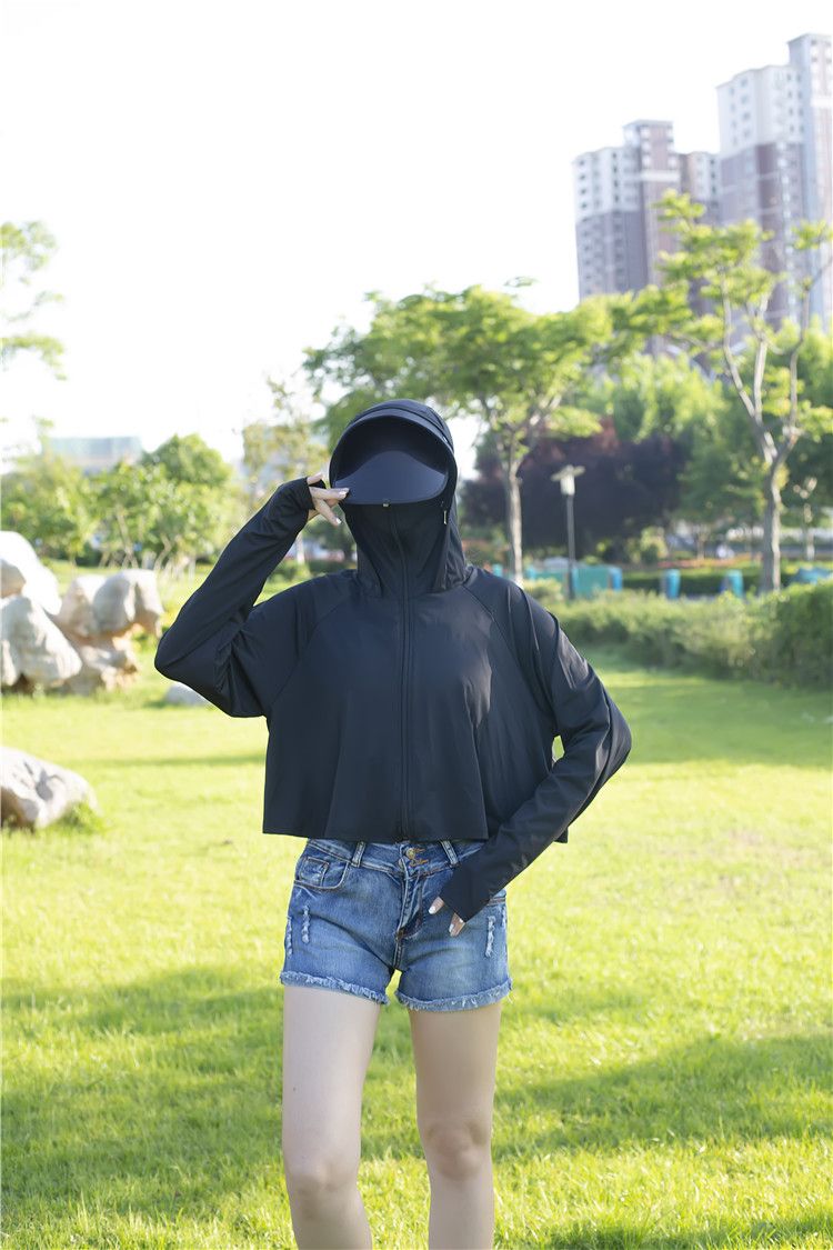 Γυναικείο μπλουζάκι προστασίας από την υπεριώδη ακτινοβολία UV για το καλοκαίρι του 2022, λεπτό, αναπνεύσιμο, μεταξωτό, αντιηλιακό, UPF50+_voghion.com