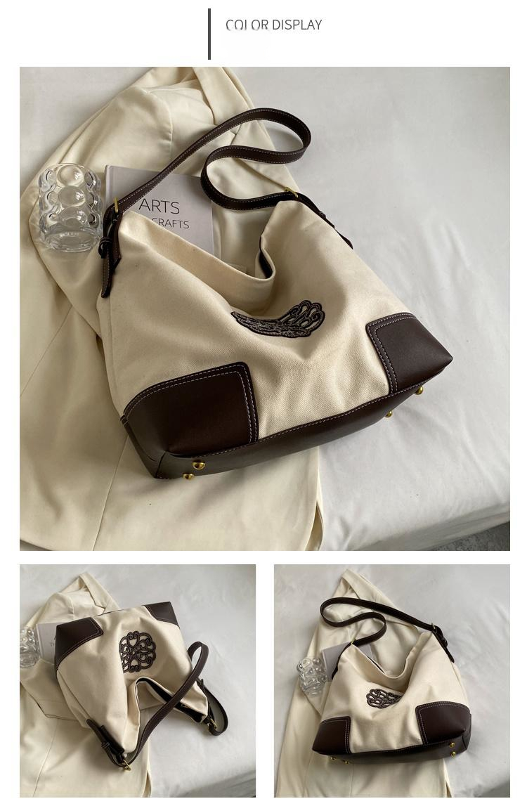 Sac en toile décontracté pour femmes, sac à la mode sous les bras, texture niche tout-en-un, grande capacité, sac Luo Yiwei_voghion.com