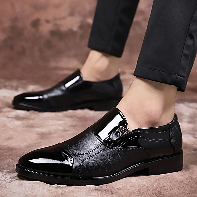 New High Quality Leather Men's Business Casual Leather Shoes, Formal Shoes, Pointed Low Top Shoes, Western Denim Versatile_voghion.com