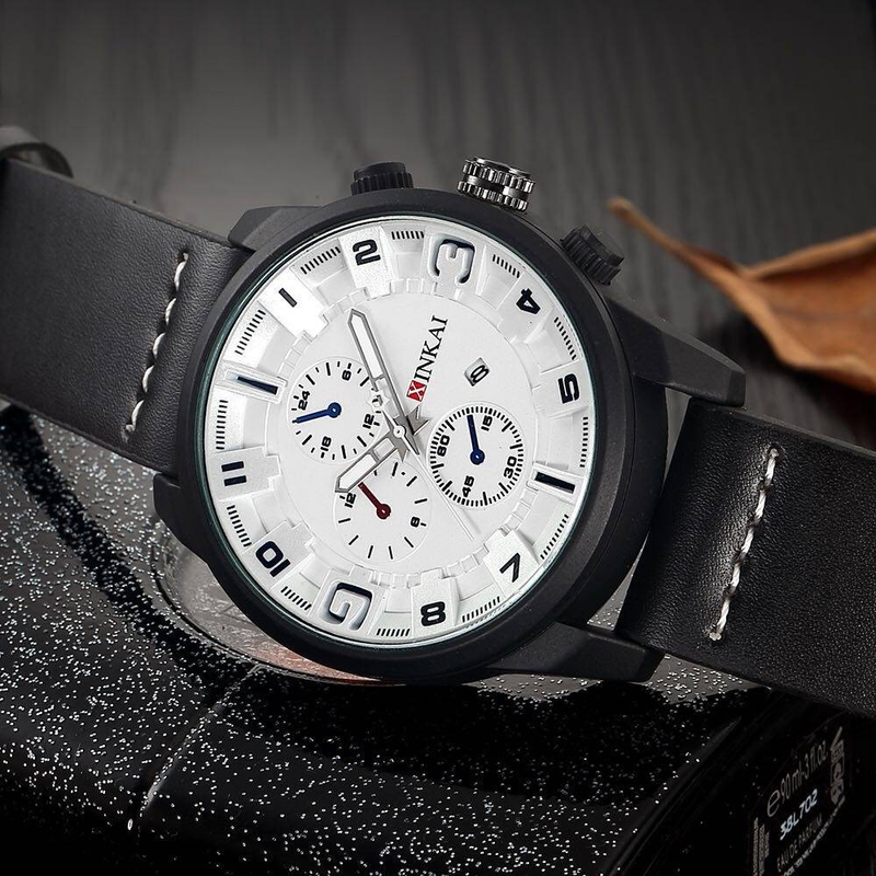 Stijlvolle en moderne stijl, op maat gemaakte gepersonaliseerde wijzerplaat, comfortabele autohechtpolsband, verjaardagscadeau, luxe heren quartzhorloge_voghion.com