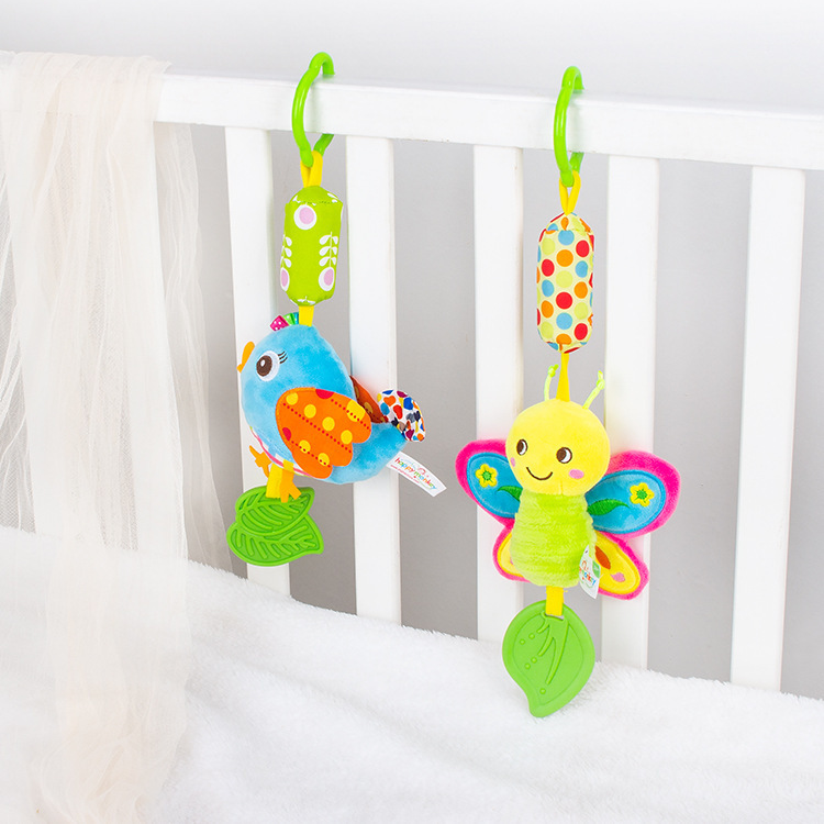 Happy monkey newborn comfort toy bed hanging baby toy cartoon wind chime car hanging accessories baby bed bell_voghion.com