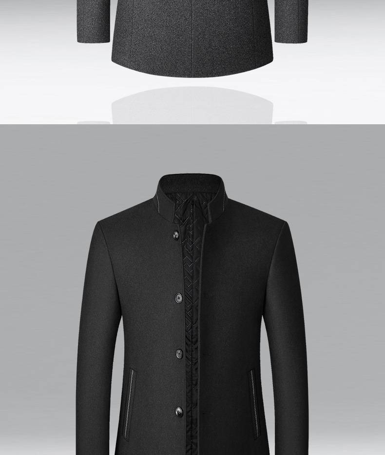 Men's Autumn And Winter Woolen Jacket Stand Collar Coat Middle-aged Men's Father Woolen Coat_voghion.com