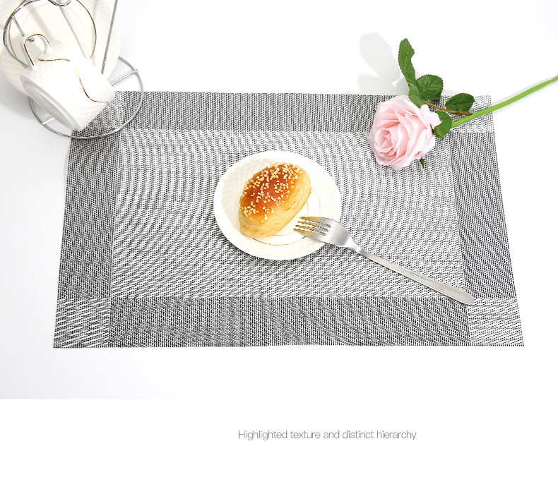 Single frame placemat woven easy to clean European style insulation mat coaster Textilene table mat hotel home PVC western placemat_voghion.com