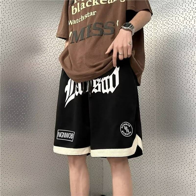 Herenkleding Trendy casual shorts Trekkoord Retro losse veelzijdige shorts High Street knappe basketbalbroek_voghion.com