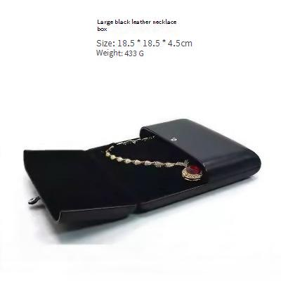 Portagioie in pelle nera con doppia apertura - Porta anelli, porta orecchini, porta collane e porta bracciali_voghion.com