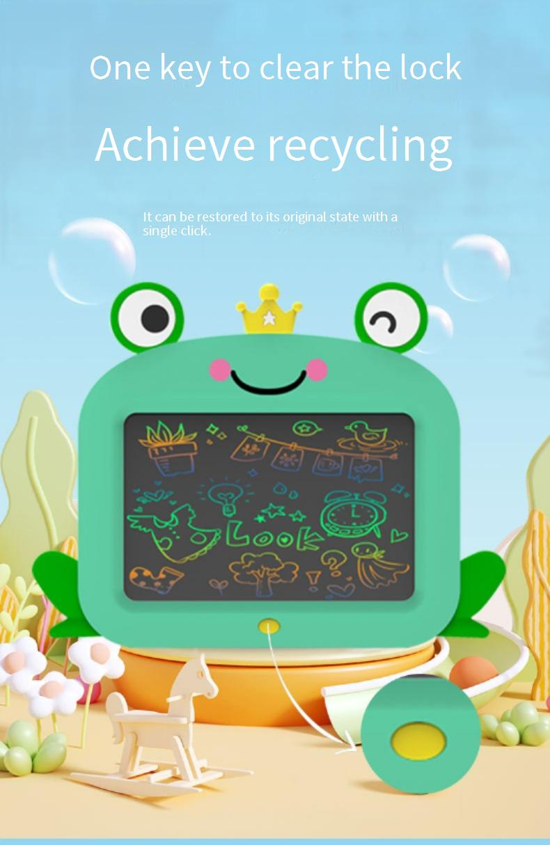 12 Inch LCD Writing Tablet For Kids - Erasable Drawing Board With Cartoon Frog Design, Lightweight & Portable Doodle Board For Children_voghion.com