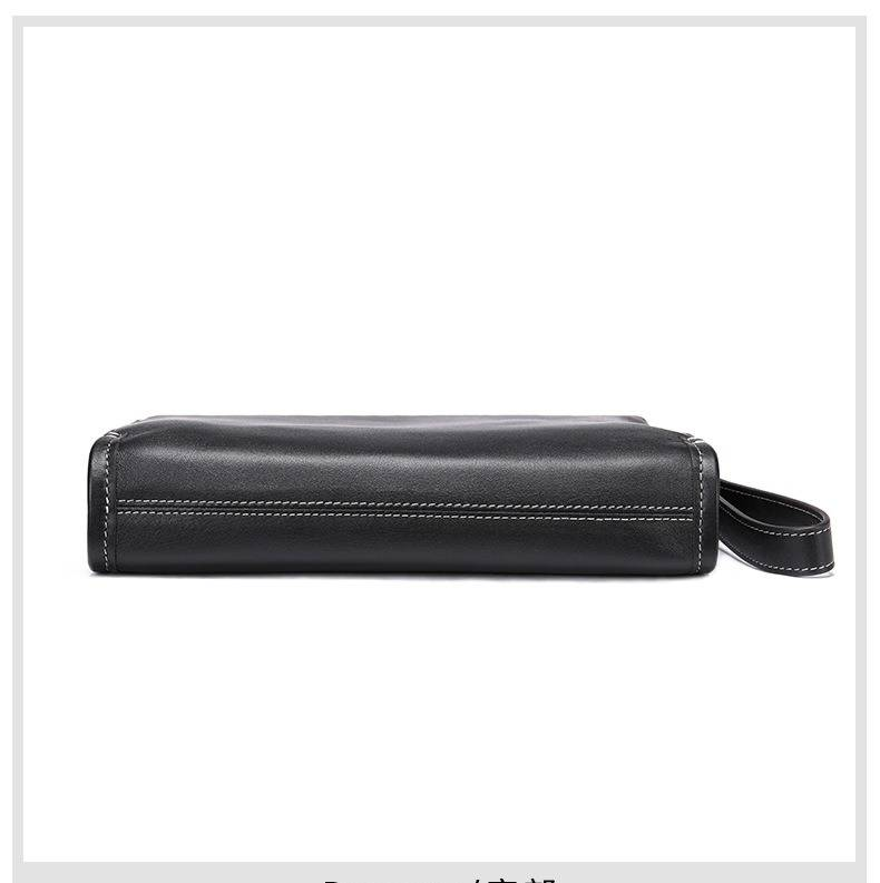 Men's Clutch Bag Wrist Bag Top Layer Cowhide Men's Large Capacity Handmade Wallet Mobile Phone Bag Casual Business Genuine Leather Zipper Handbag_voghion.com