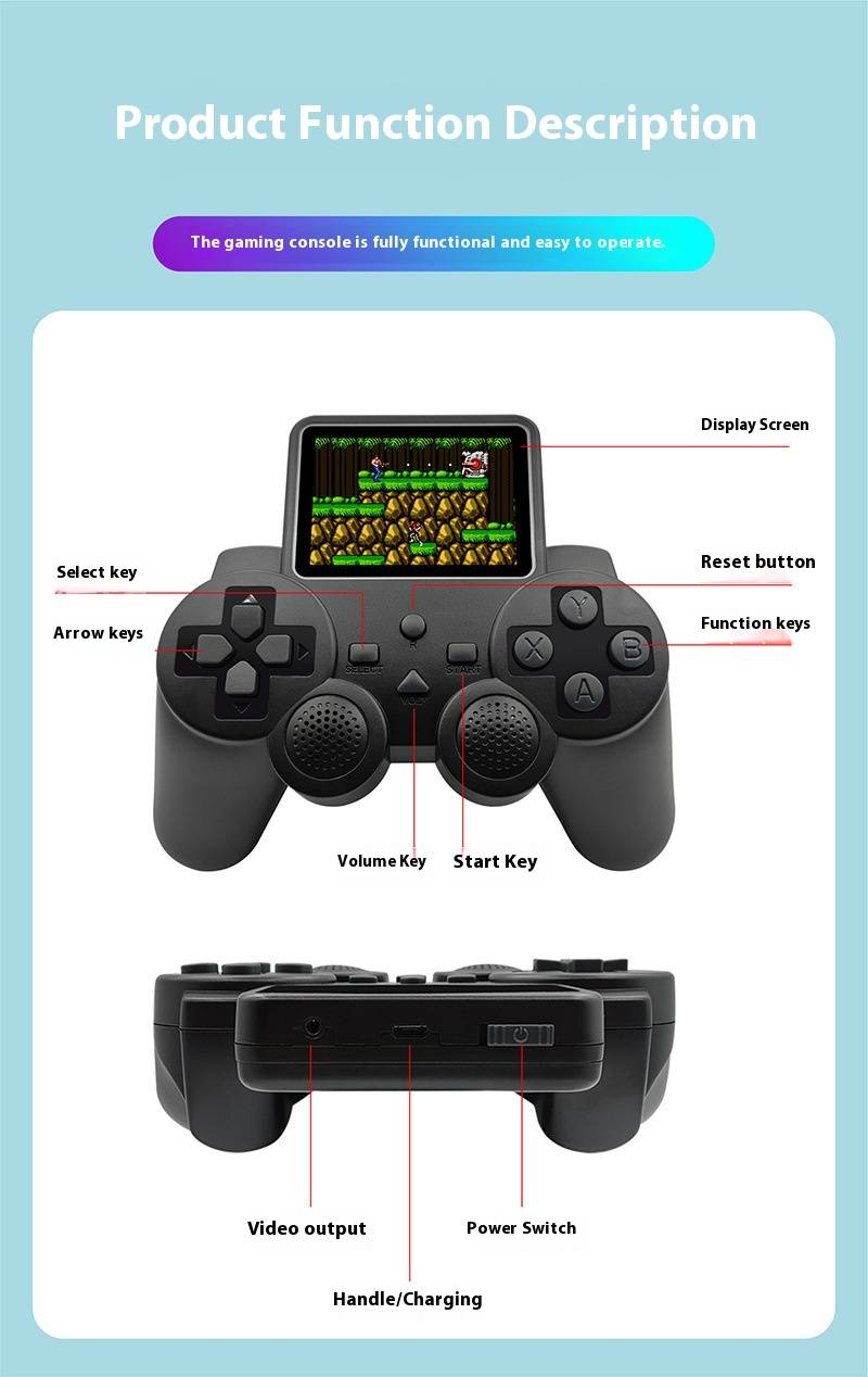 Console de jogos portátil Retro FC - 520 jogos clássicos, modo para dois jogadores, conexão com TV, jogos portáteis para crianças e adultos_voghion.com