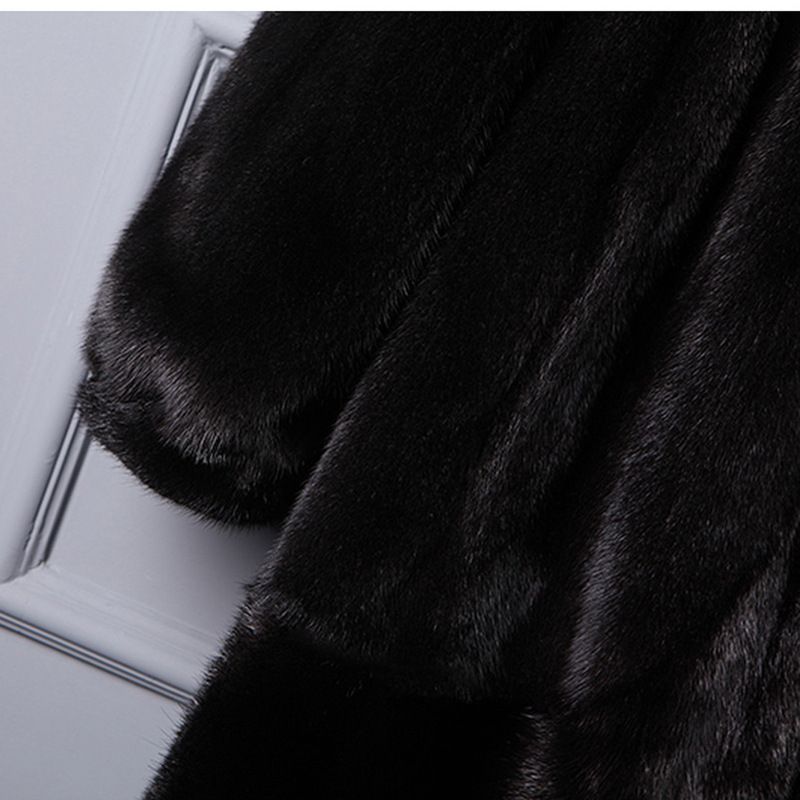 Cappotto lungo in pelliccia sintetica da donna – Giacca oversize con cappuccio e texture effetto visone (nero, S-9XL)_voghion.com