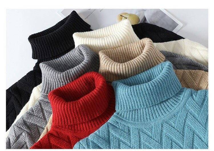 Pull oversize à col montant pour homme, idéal pour l'hiver - Pull doux et élégant pour un style décontracté et urbain (Bleu, Kaki, Rouge, Gris, Blanc, Noir)_voghion.com