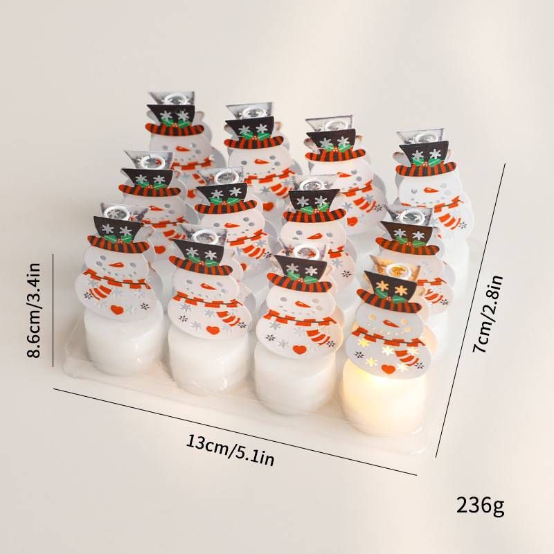 Ensemble de bougies de Noël LED sans flamme, fonctionnant sur piles, avec des motifs de Père Noël, sapin, bonhomme de neige et cloche pour la décoration des fêtes._voghion.com