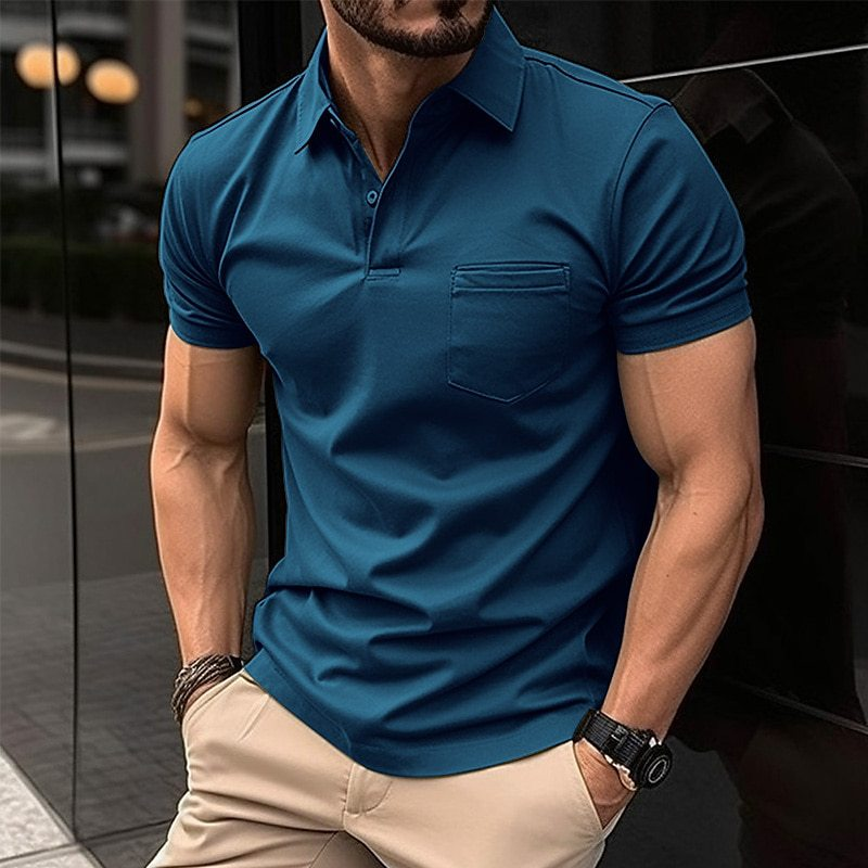 001 In Stock European And American Cross-Border 2023 Summer Button Pocket Men's Sports Polo Shirt_voghion.com