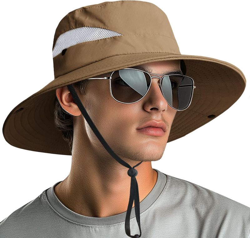 Cappelli da pescatore con coda di cavallo NPQQUAN per donna e uomo, tesa larga, protezione UPF 50+, cappelli da spiaggia e da pesca_voghion.com