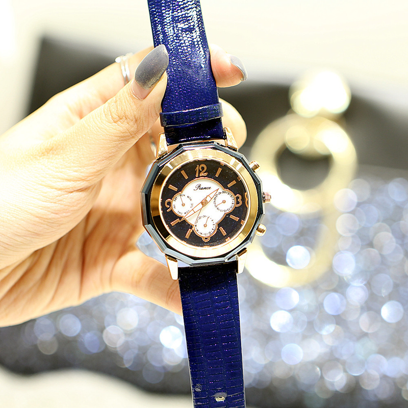 Modische Damen-Multifunktionsuhr mit Nachtlicht, 2035, echtes Leder, wasserdicht, Gezeitenuhr_voghion.com