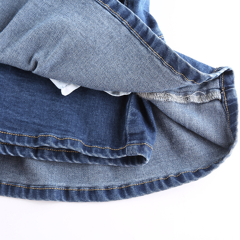 Women's Clothing Half Length Denim Skirt Sexy Two Piece Stretch Denim Skirt_voghion.com