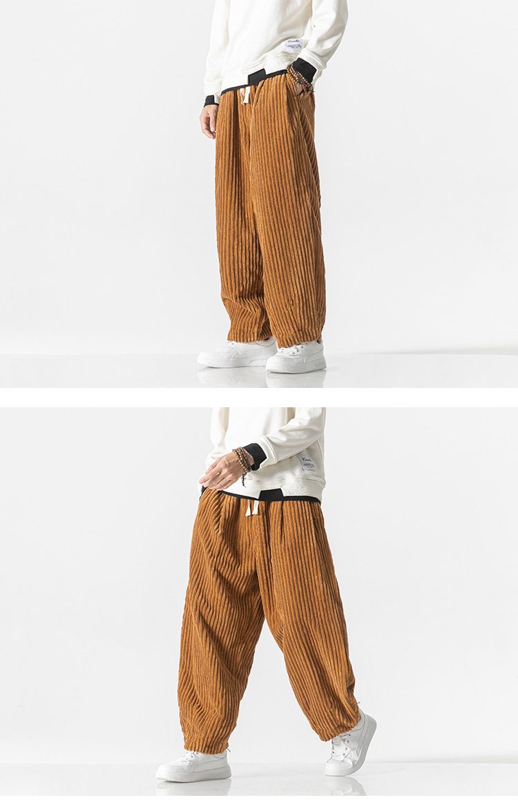 Herenkleding Herfst Chinese Stijl Heren Losse Corduroy Harem Broek Grote Maat Trendy Casual Rechte Broeken Heren_voghion.com
