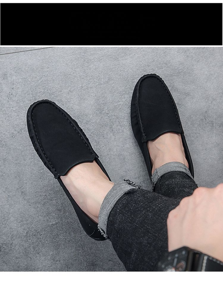 SHLIANG Men's Casual Sport Shoes British Style Bean Bean Slip-On Loafers Versatile Comfortable Breathable Rubber Sole Shoes X0016_voghion.com