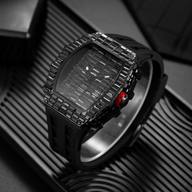 MISSFOX Watch, Popular Wine Barrel Type T Square Diamond In Europe And America, Personalized Fashion Hip-hop Silicone Strap Watch_voghion.com