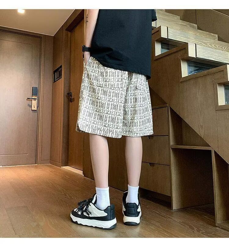 Herrenbekleidung Herren-Cargo-Shorts mit Camo-Print – Streetwear-Freizeitshorts mit lockerer Passform für Strand und Strand für Teenager und Erwachsene (Weiß/Schwarz, Größen M-5XL)_voghion.com