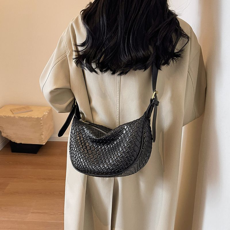 Women Daily Adjustable Strap Woven Simple Hobo Solid Color Fashion Shoulder Shopping Bag_voghion.com