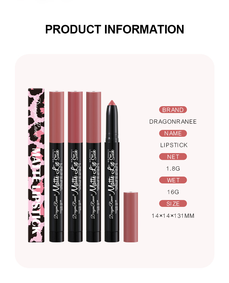 Crayon à lèvres mat velours pour femme - Teinte beige rosé, avec taille-crayon intégré et fonction crayon à lèvres automatique_voghion.com