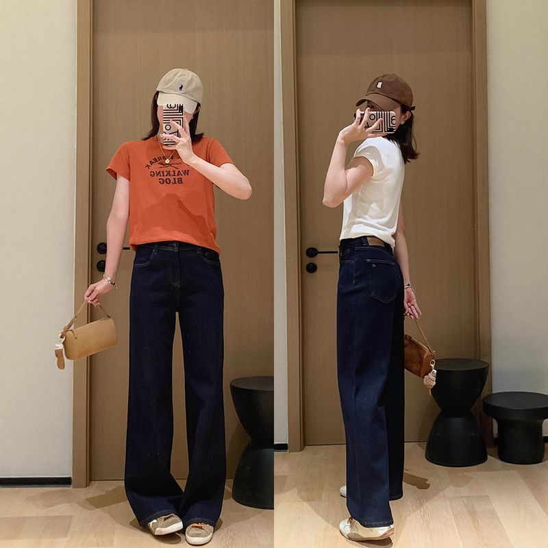 Pantaloni larghi retrò in Tencel Cotton Wan Elastic Line Jeans da donna_voghion.com