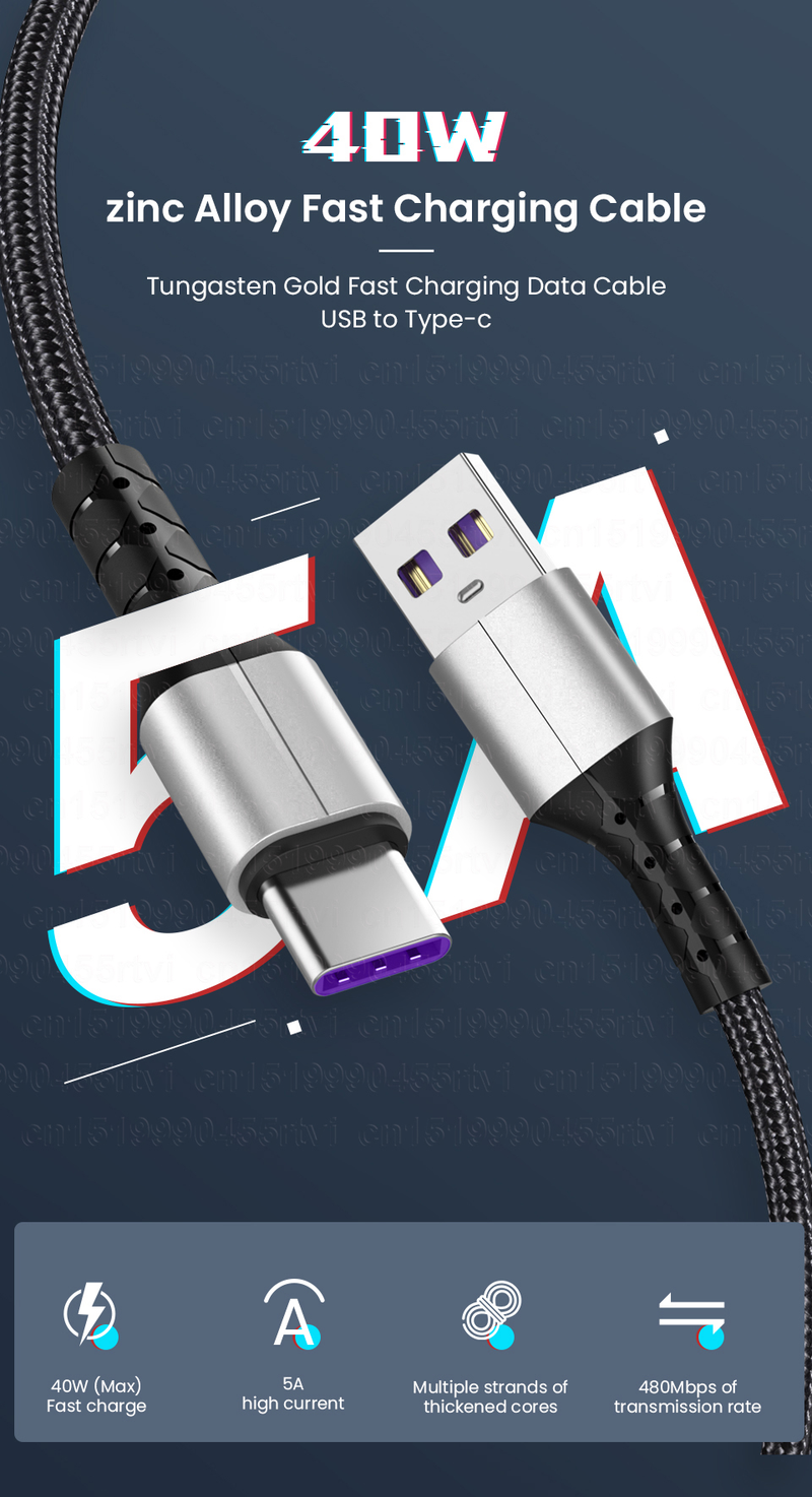 5A Schnelllade-USB-C-Kabel Huawei Datenkabel Ladegerät USB-C-Kabel Honor Xiaomi POCO X3 M3 1/2M_voghion.com