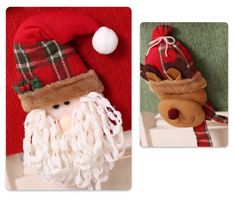 Décorations de Noël dessin animé couleur poupée tridimensionnelle housse de chaise élan table housse de chaise robe de cuisine_voghion.com