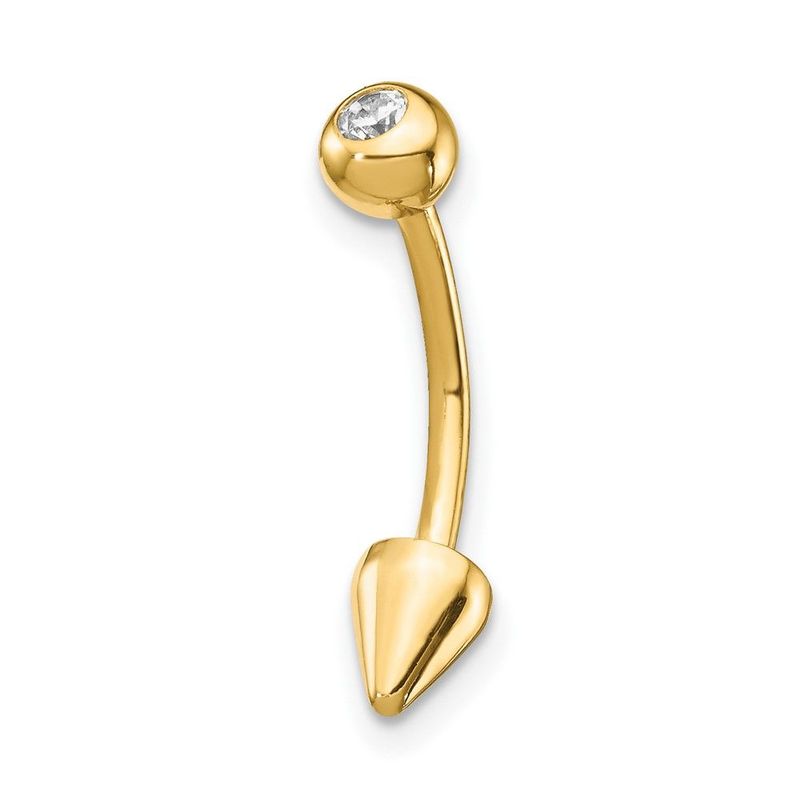 14k 16 Gauge CZ Cone Belly Ring_voghion.com