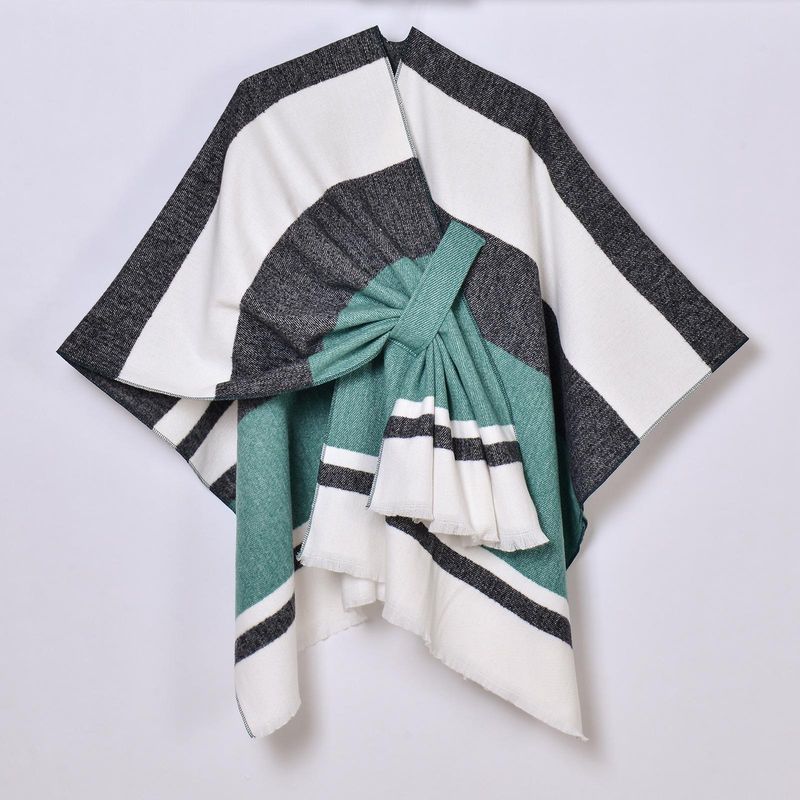 Uusi tuote, eurooppalainen ja amerikkalainen tupsuhihnahuivi, yksinkertainen pidennetty jacquard lämmin viitta_voghion.com