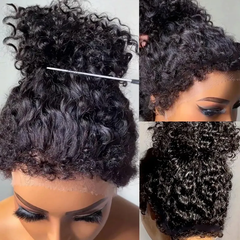 Realistic Kinky Curly Lace Closure Human Hair Wigs_voghion.com