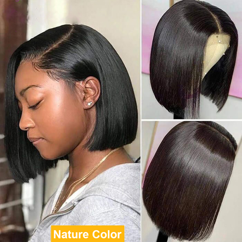 Venda quente osso em linha reta destaque 13x4 hd transparente laço frontal peruca curto bob perucas de cabelo humano para mulher 180%_voghion.com