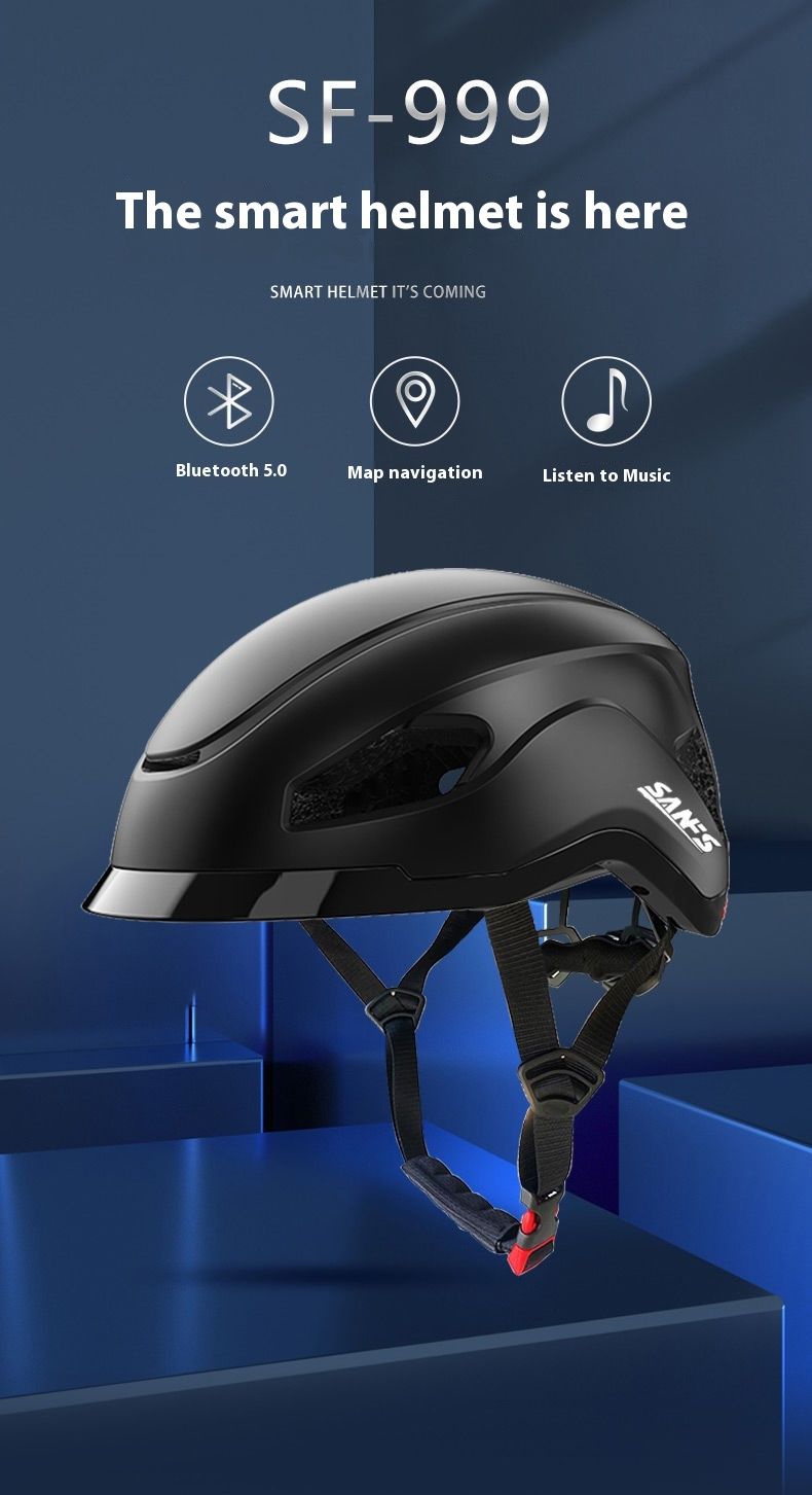 Sanfu Smart Rechargeable With Light Bicycle One-piece Molded Road Mountain Bike Bluetooth Helmet_voghion.com